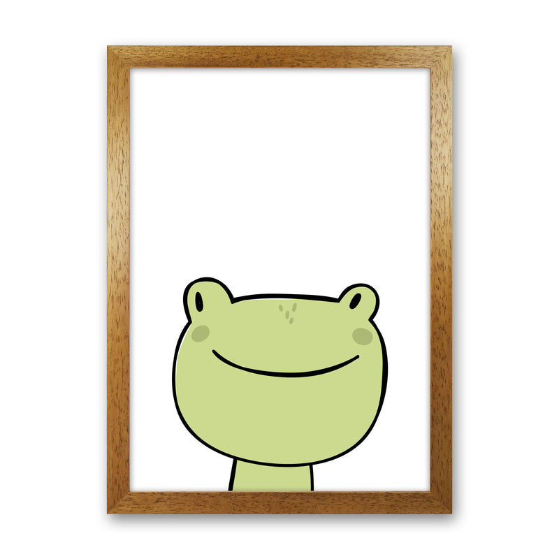 Scandi Frog Framed Nursey Wall Art Print Oak Grain