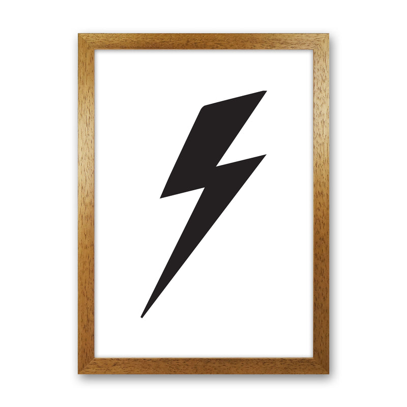 Lightning Bolt Framed Nursey Wall Art Print Oak Grain