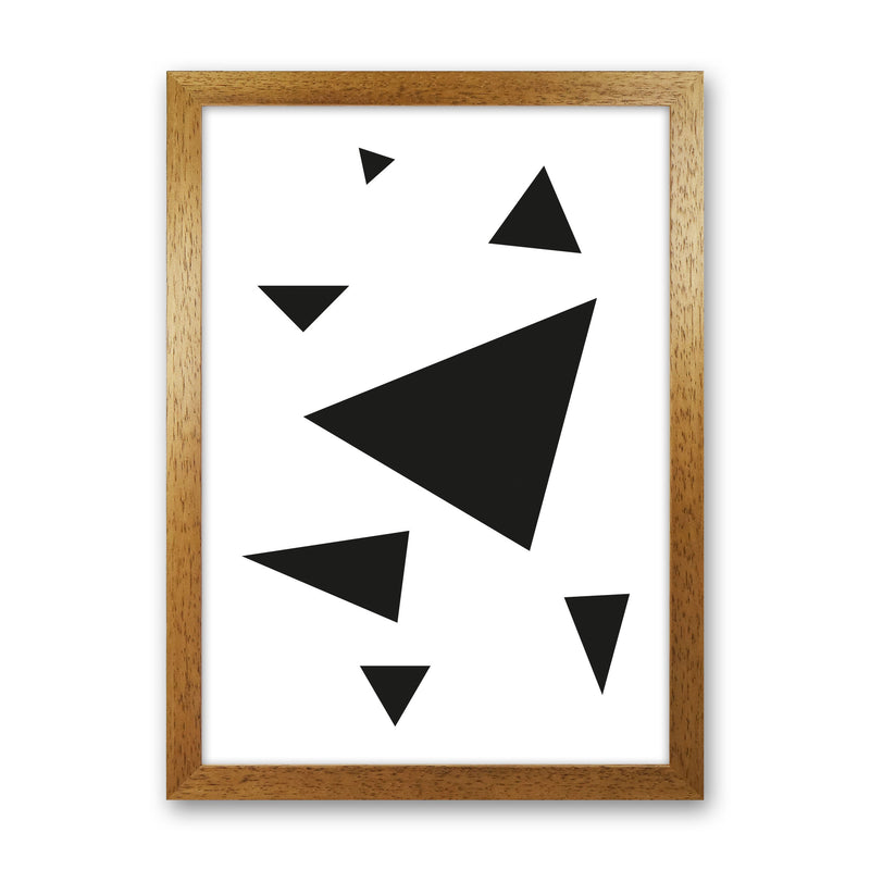 Black Abstract Triangles Modern Print Oak Grain