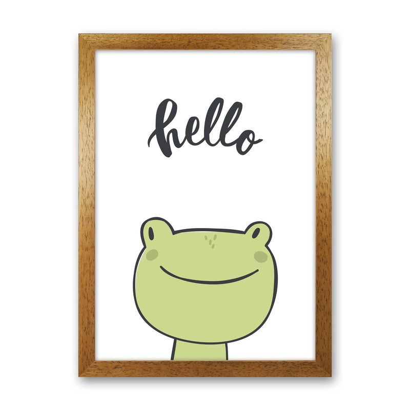 Hello Frog Modern Print Animal Art Print Oak Grain