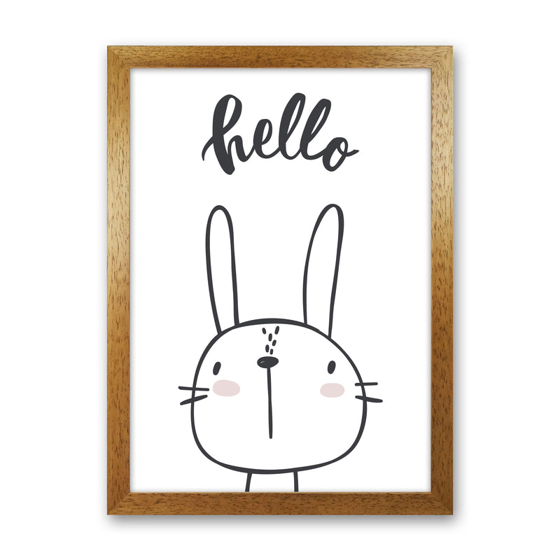 Hello Bunny Modern Print Animal Art Print Oak Grain
