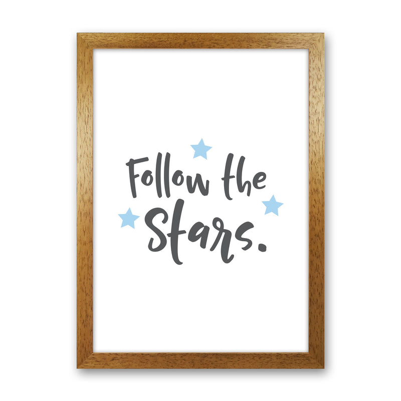 Follow The Stars Framed Typography Wall Art Print Oak Grain