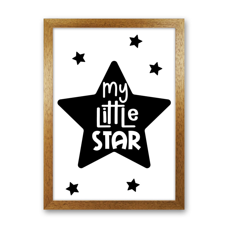 My Little Star Black Framed Nursey Wall Art Print Oak Grain