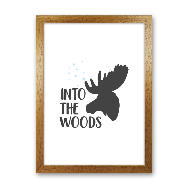 Into The Woods Framed Typography Wall Art Print Oak Grain