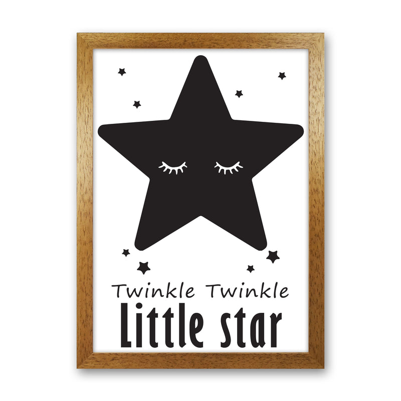 Twinkle Twinkle Little Star Framed Nursey Wall Art Print Oak Grain