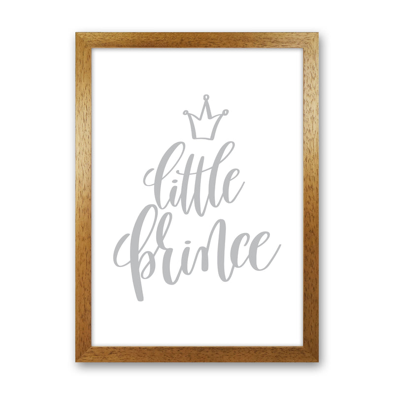 Little Prince Grey Framed Nursey Wall Art Print Oak Grain