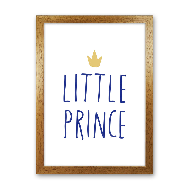 Little Prince Navy And Gold Framed Nursey Wall Art Print Oak Grain