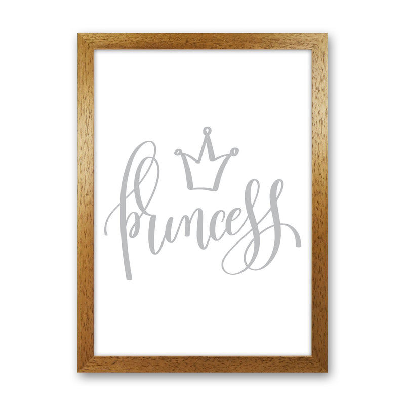 Princess Grey Framed Nursey Wall Art Print Oak Grain