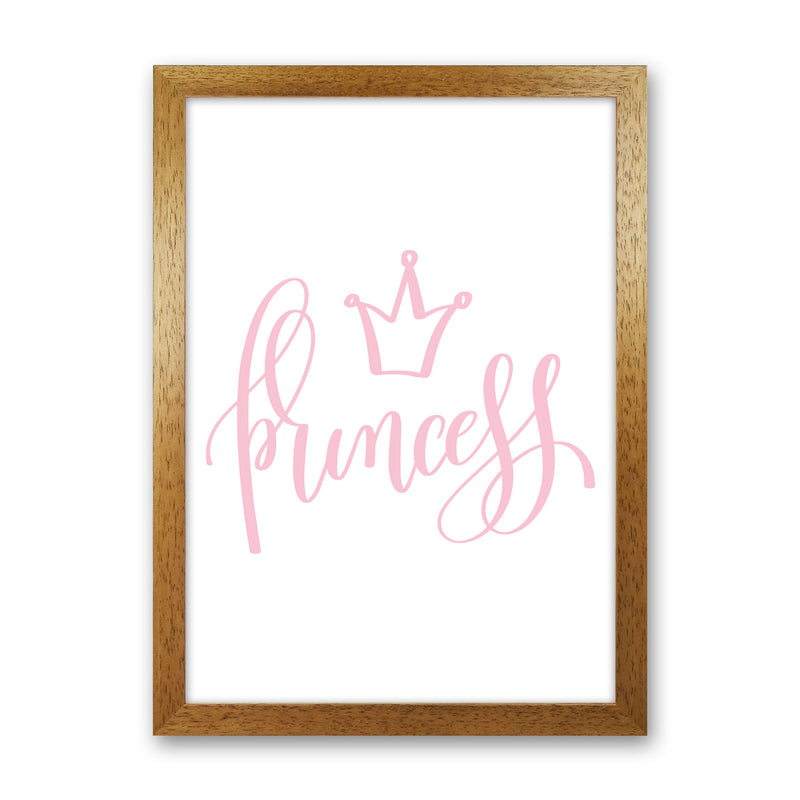 Princess Pink Framed Nursey Wall Art Print Oak Grain