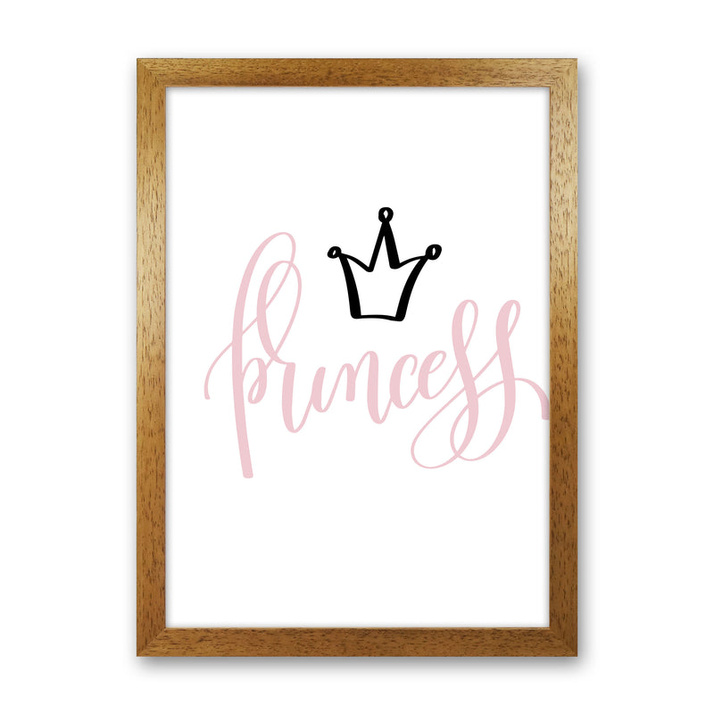 Princess Pink And Black Framed Nursey Wall Art Print Oak Grain