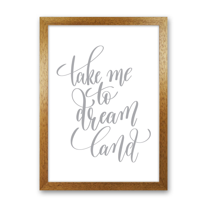 Take Me To Dream Land Grey Modern Print Oak Grain
