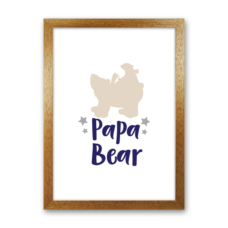 Papa Bear Framed Nursey Wall Art Print Oak Grain