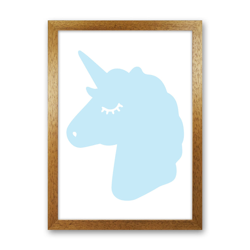 Blue Unicorn Head Modern Print Animal Art Print Oak Grain