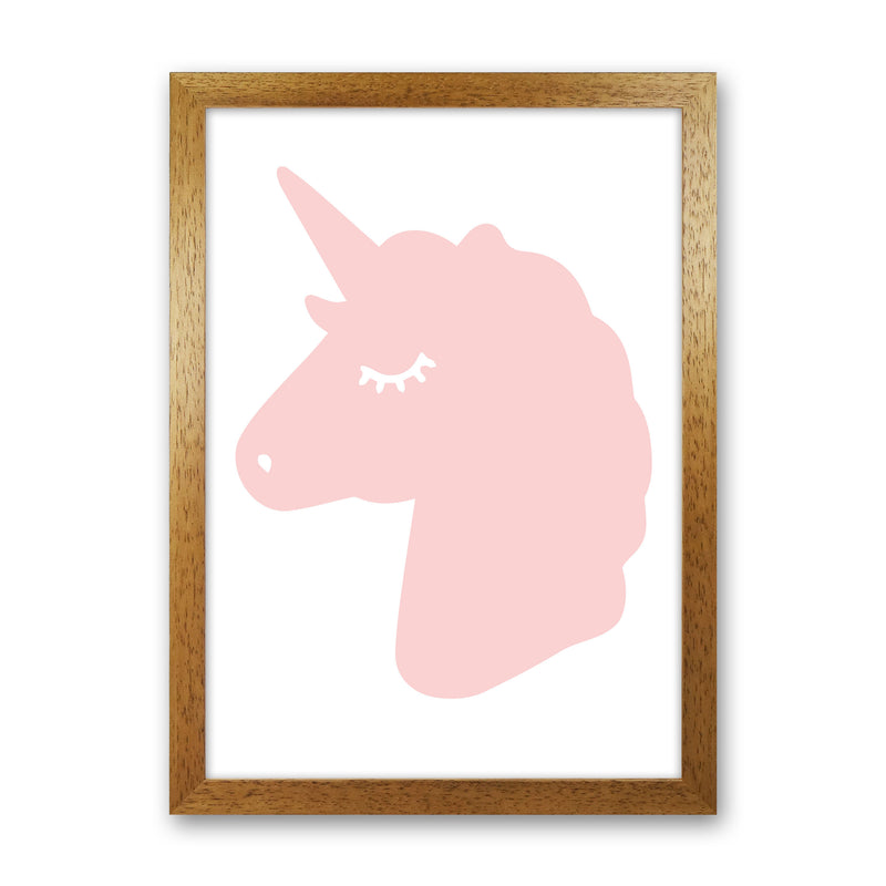 Pink Unicorn Head Modern Print Animal Art Print Oak Grain