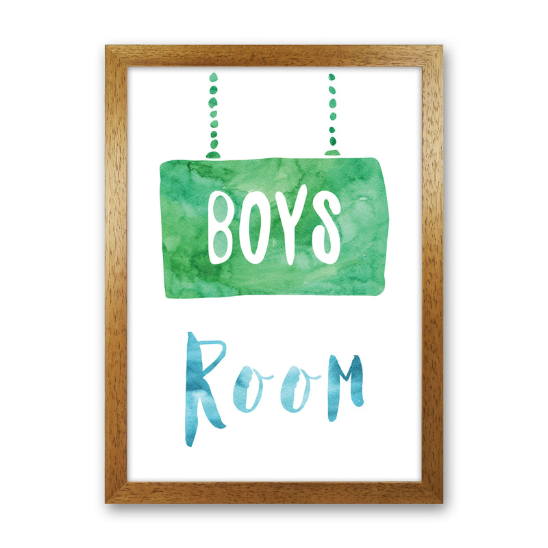 Boys Room Watercolour Framed Nursey Wall Art Print Oak Grain