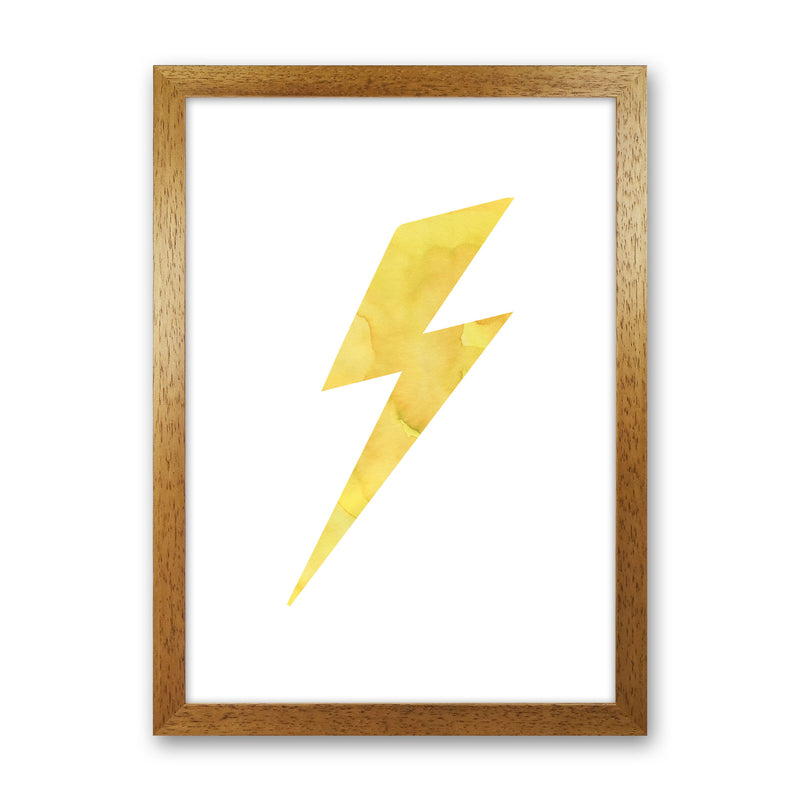 Yellow Thunderbolt Watercolour Modern Print Oak Grain