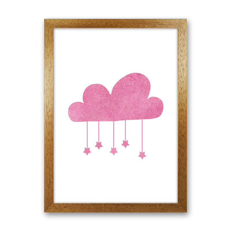 Pink Cloud Watercolour Modern Print Oak Grain
