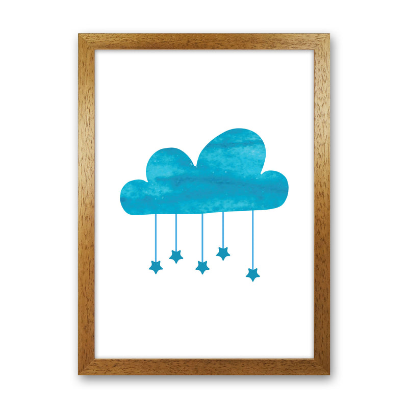 Turquoise Cloud Watercolour Modern Print Oak Grain