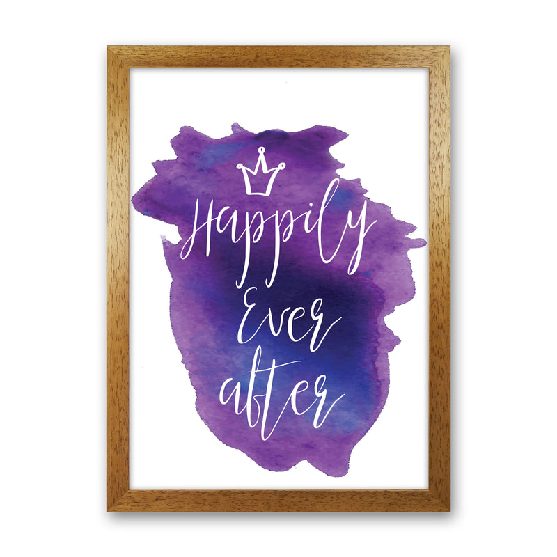 Happily Ever After Purple Watercolour Modern Print Oak Grain