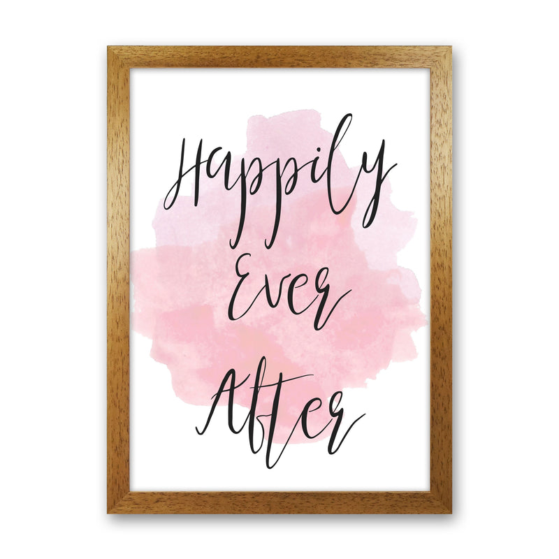 Happily Ever After Pink Watercolour Modern Print Oak Grain