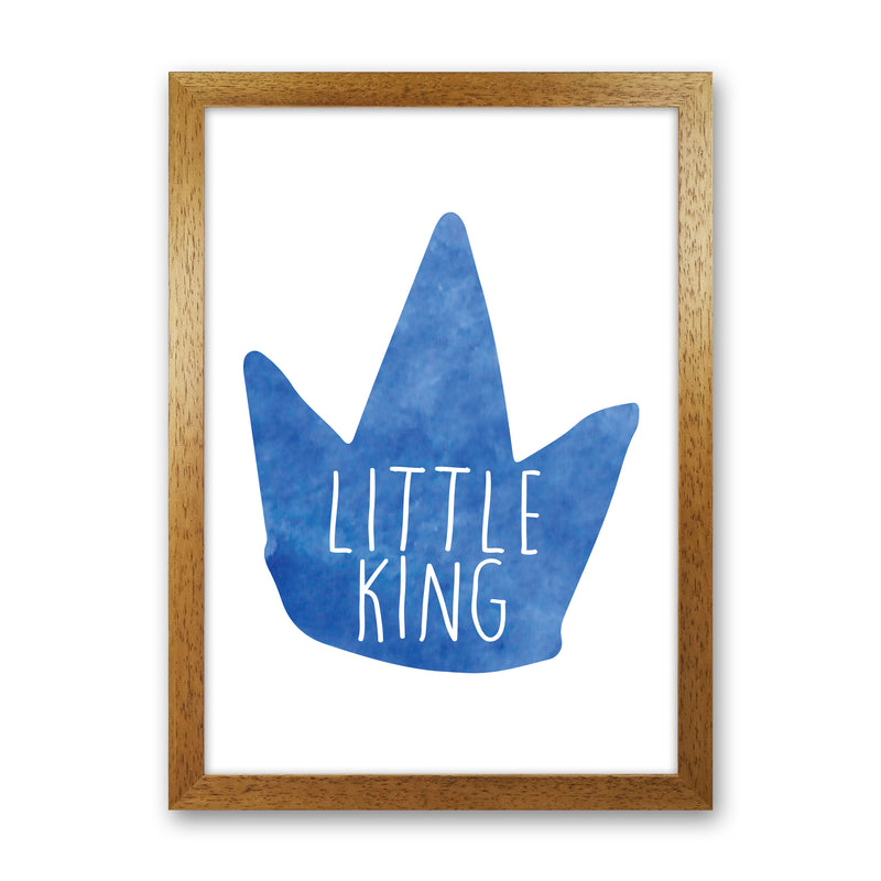 Little King Blue Crown Watercolour Modern Print Oak Grain
