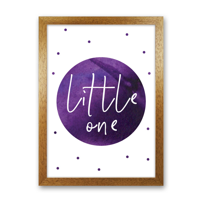 Little One Purple Watercolour Modern Print Oak Grain