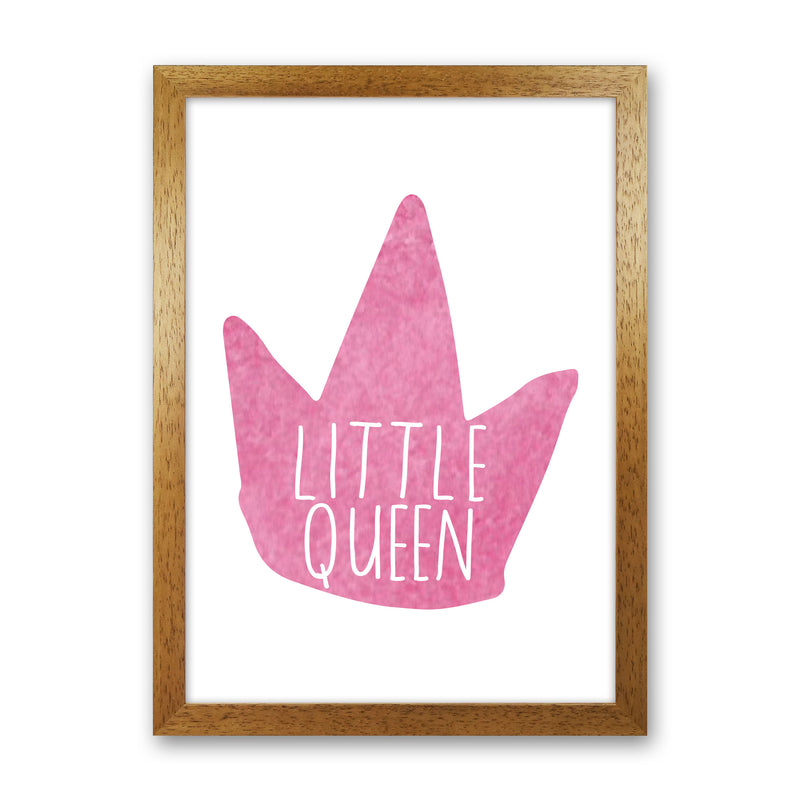 Little Queen Pink Crown Watercolour Modern Print Oak Grain