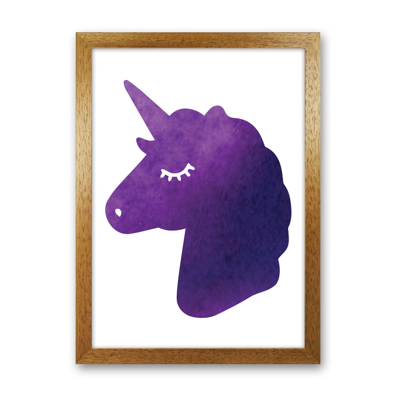 Unicorn Purple Silhouette Watercolour Modern Print Oak Grain