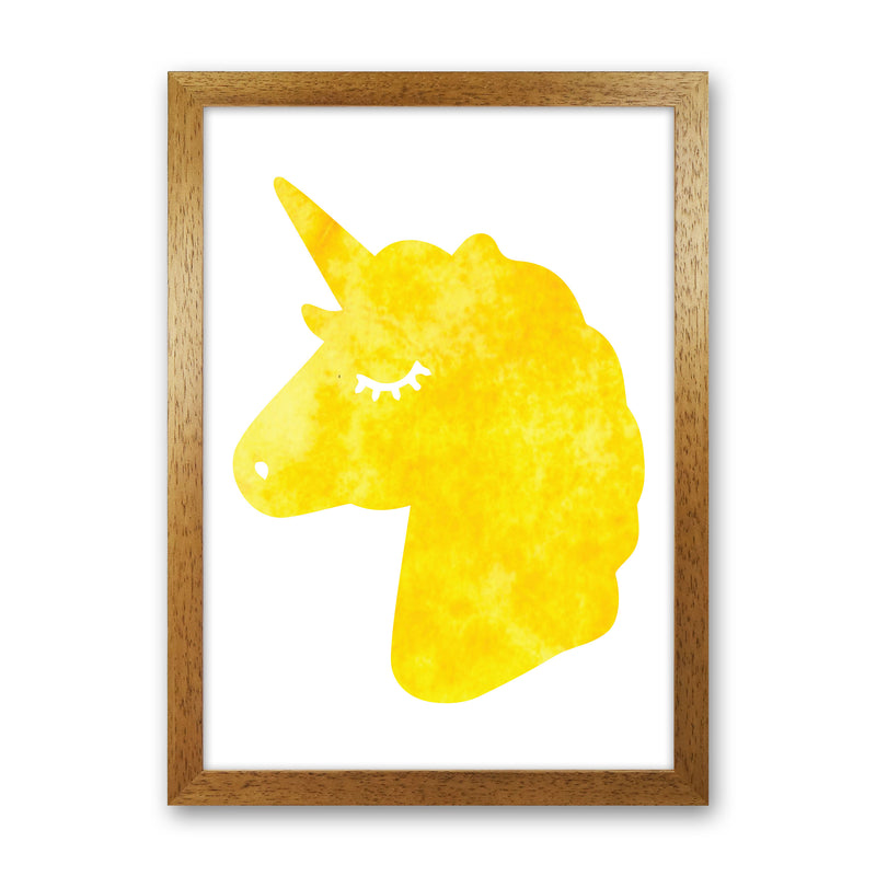 Unicorn Yellow Silhouette Watercolour Modern Print Oak Grain