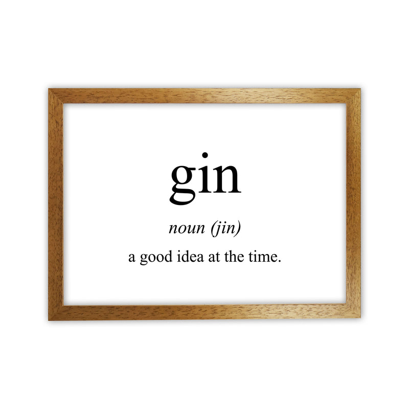 The Meaning Of Gin Modern Print, Framed Kitchen Wall Art Oak Grain