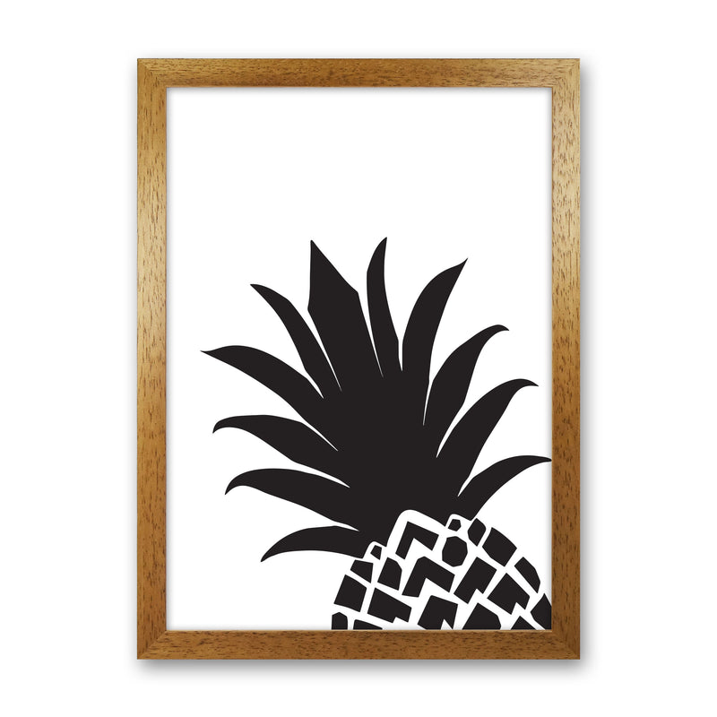 Black Pineapple 1 Modern Print, Framed Kitchen Wall Art Oak Grain
