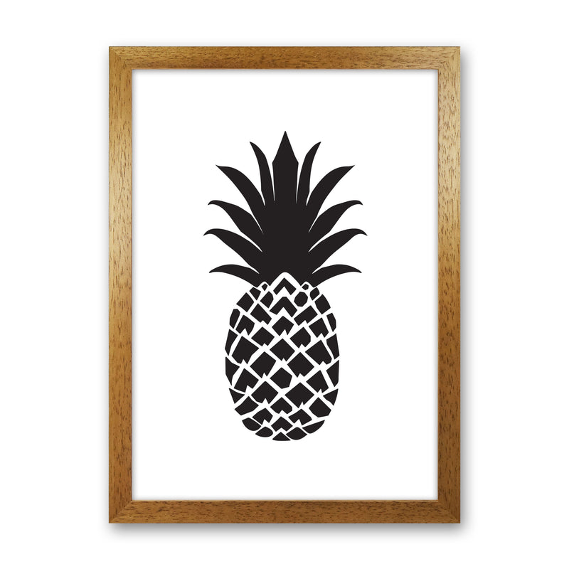Black Pineapple 2 Modern Print, Framed Kitchen Wall Art Oak Grain