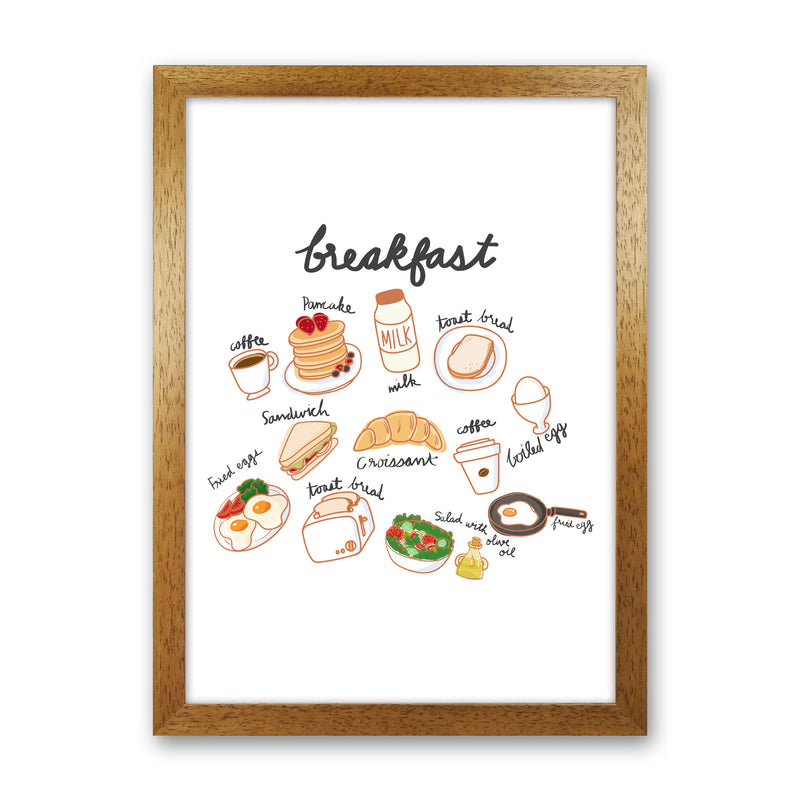 Breakfast Collection Portrait Modern Print, Framed Kitchen Wall Art Oak Grain