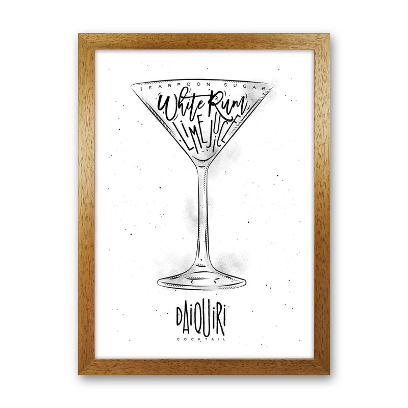 Daiquiri Cocktail Modern Print, Framed Kitchen Wall Art Oak Grain