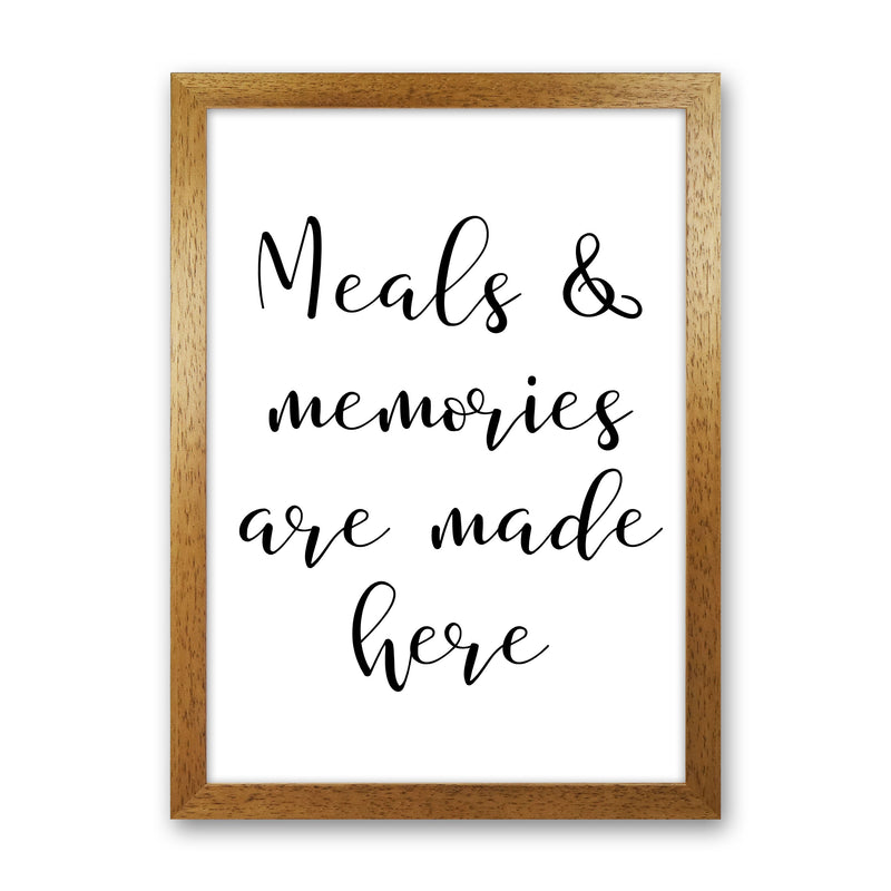 Meals And Memories Modern Print, Framed Kitchen Wall Art Oak Grain