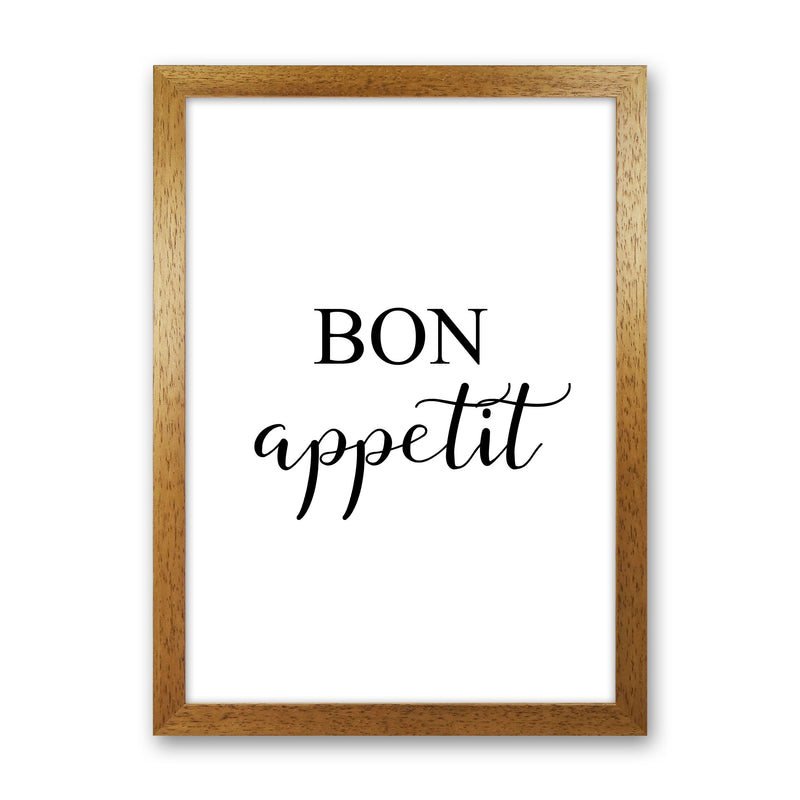 Bon Appetit Framed Typography Wall Art Print Oak Grain