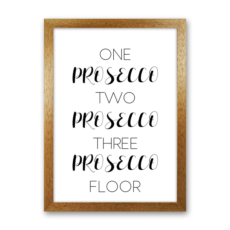 One Prosecco Two Prosecco Modern Print, Framed Kitchen Wall Art Oak Grain