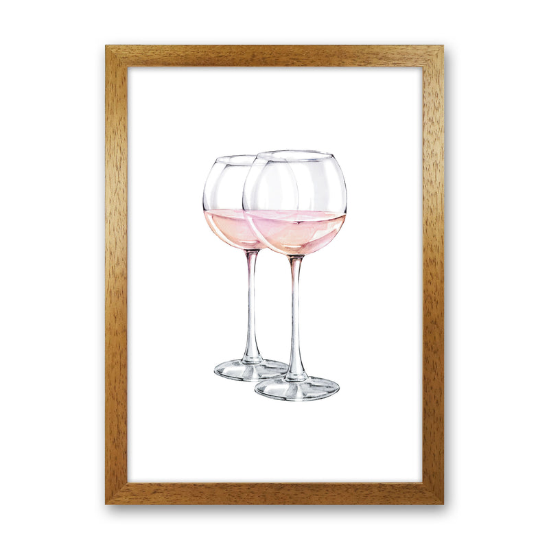 Pink Wine Glasses Modern Print Oak Grain