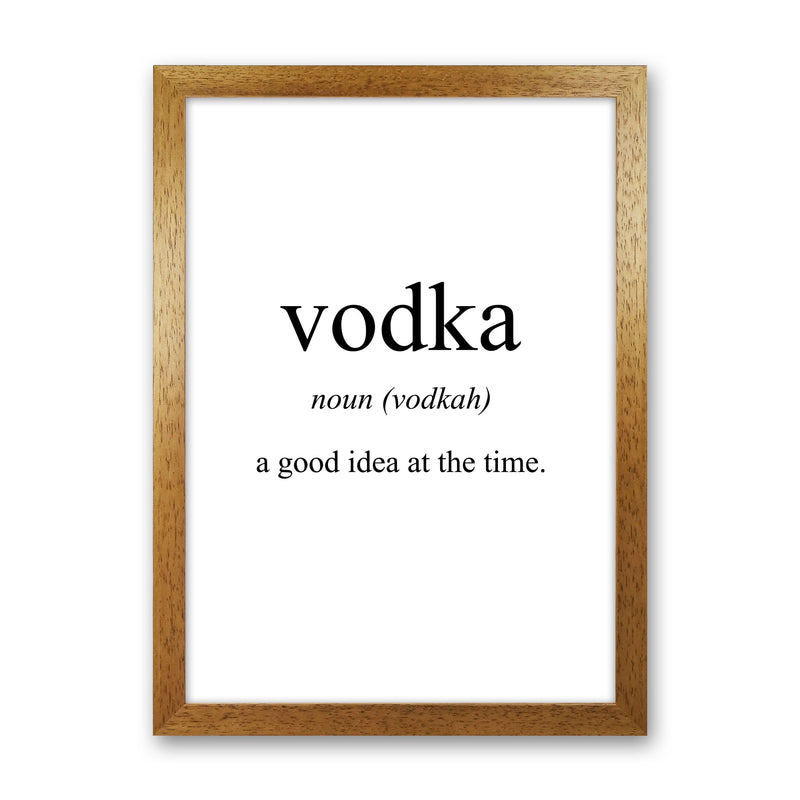 Vodka Modern Print, Framed Kitchen Wall Art Oak Grain