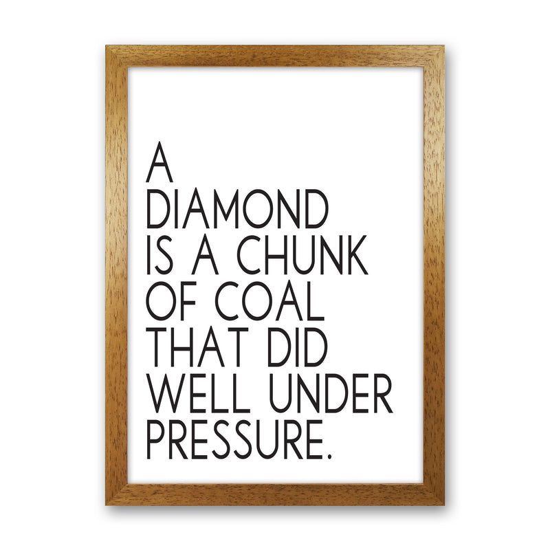A Diamond Under Pressure Framed Typography Quote Wall Art Print Oak Grain