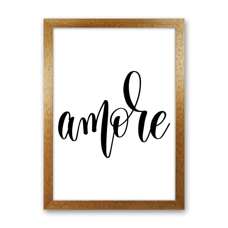 Amore Framed Typography Wall Art Print Oak Grain