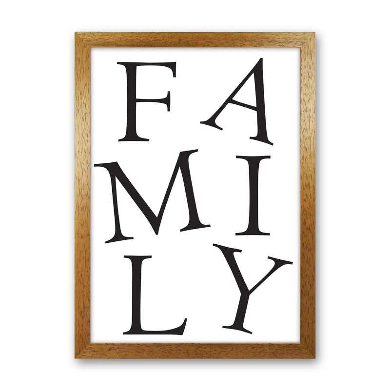 Family Framed Typography Wall Art Print Oak Grain