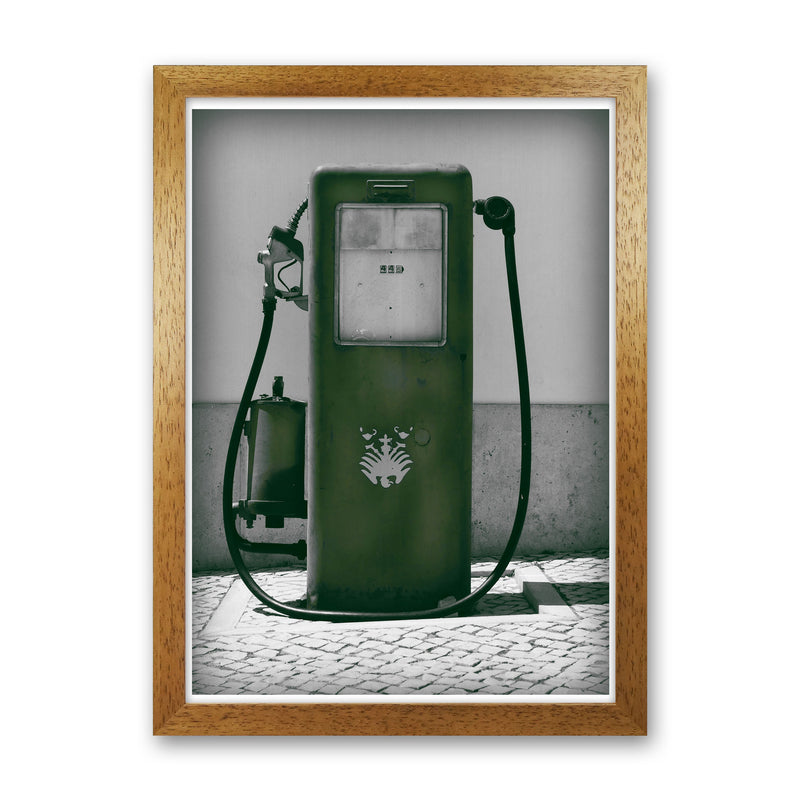 Vintage Green Gas Pump Modern Print Oak Grain
