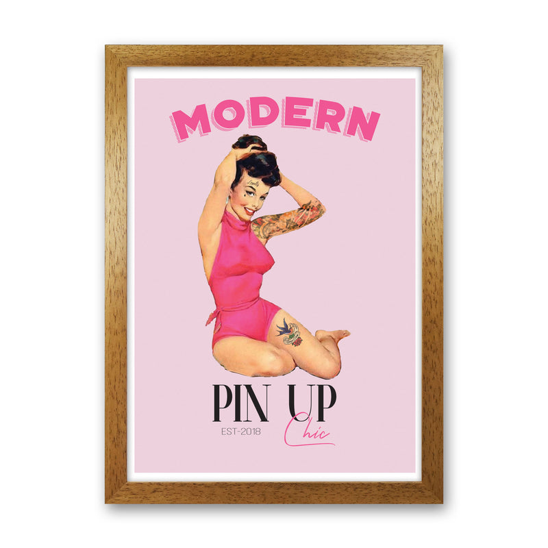 Modern Pin Up Girl Modern Print Oak Grain