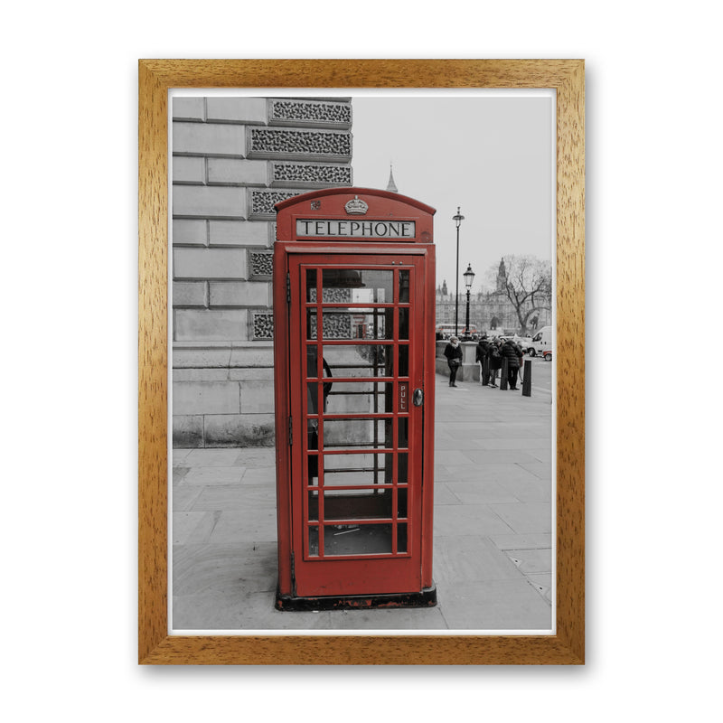 London Red Phonebox Modern Print Oak Grain