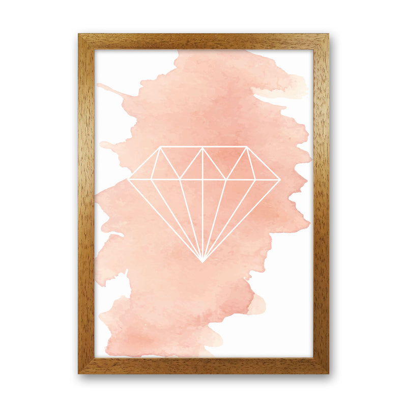 Geo Diamond Peach Watercolour Modern Print Oak Grain