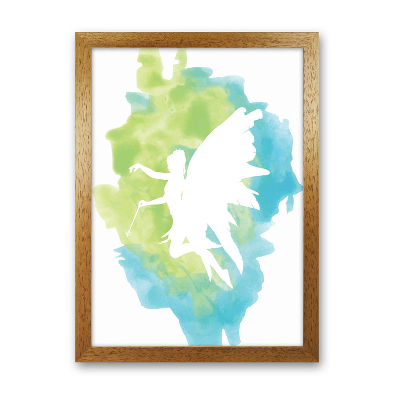 Fairy Turquoise Multi Watercolour Modern Print Oak Grain