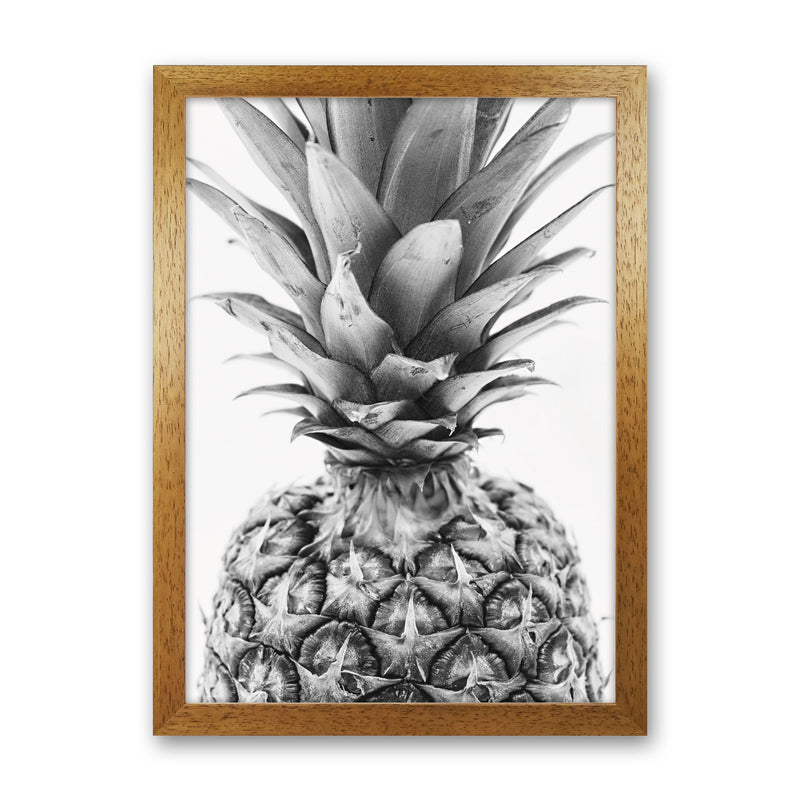 Black And White Pineapple Modern Print, Framed Kitchen Wall Art Oak Grain