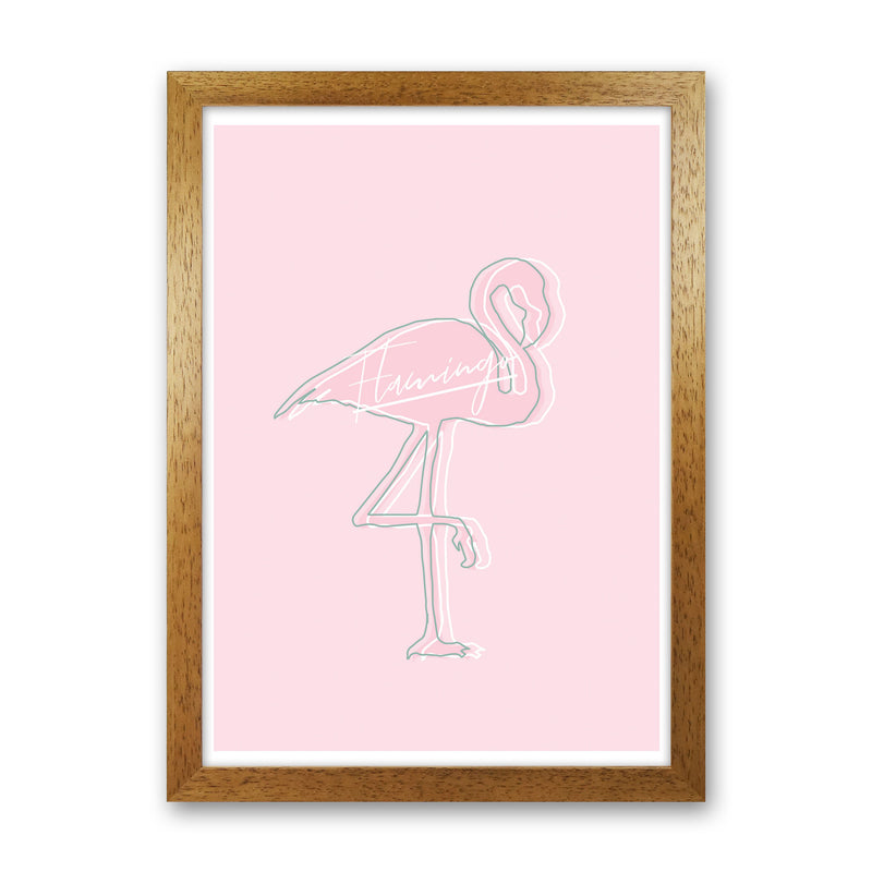 Pink Flamingo Modern Print Animal Art Print Oak Grain