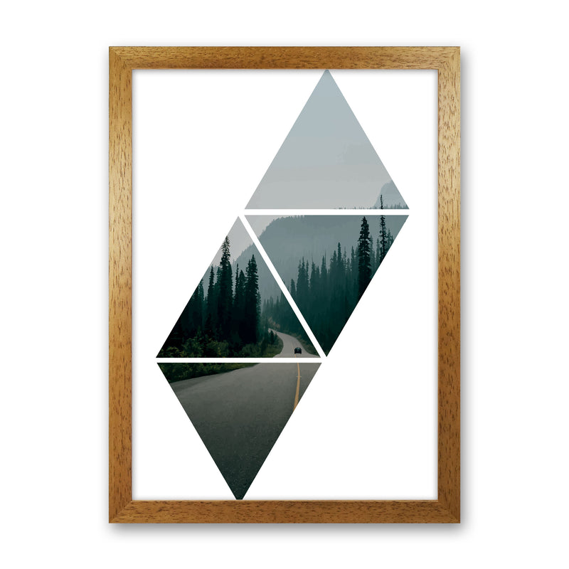 Abstract Triangles And Forest Modern Print Oak Grain
